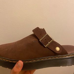 Dr. Martens Carlson Brown Suede Shearling Mules